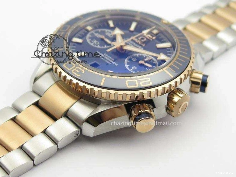 0320 FlexibleFit Seamaster Professional Chrono SS RG Blue Ceramic Blue Dial On SS RG Bracelet A 8211